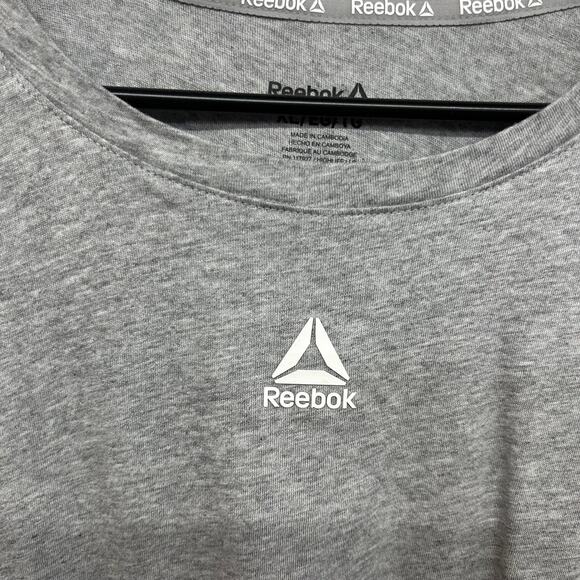 Reebok XL Gray Athletic Logo Short Sleeve T Shirt Crewneck Gym Training Sport - Picture 3 of 4